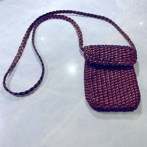 Brown Leather braided cross body bag